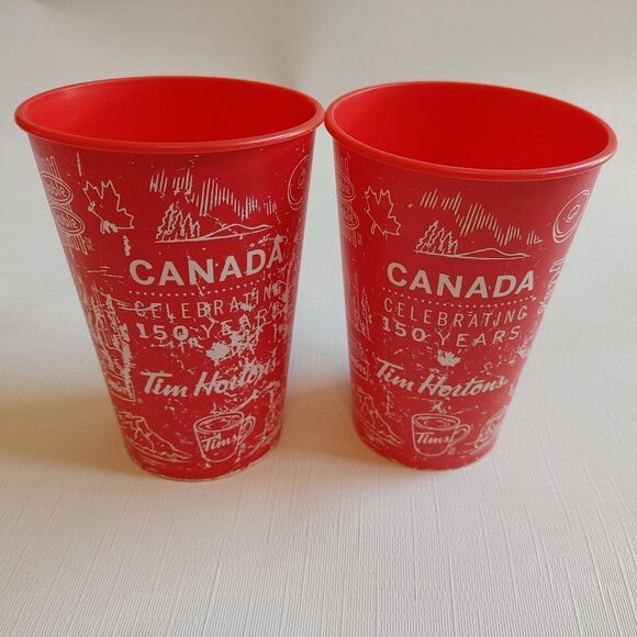 Tim Hortons Reusable Cups CANADA 150 Limited Edition  PAIR - Picture 1 of 6